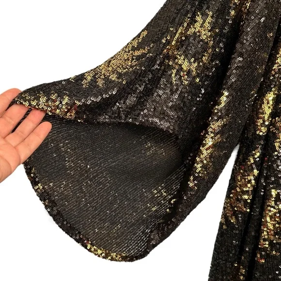NWT RARE Farm Rio Sunny Mood Sequin Maxi Dress Black Gold Extra Large XL - Picture 14 of 16